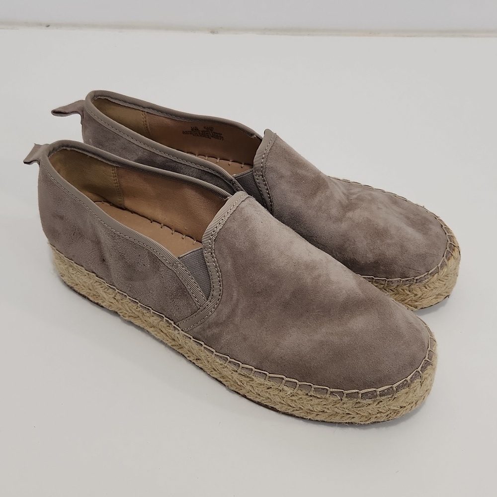 Sam Edelman Carrin Women's 9M Gray Suede Espadrille Platform Slip On Shoes EUC